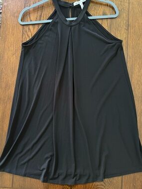 BCBGMaxAzria Black Halter Pleat Swing Mini Dress